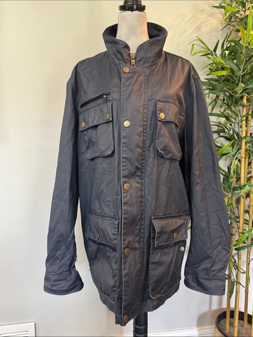 Nautica Men's vintage Navy military Field Jacket with Brass Buttons XXL
